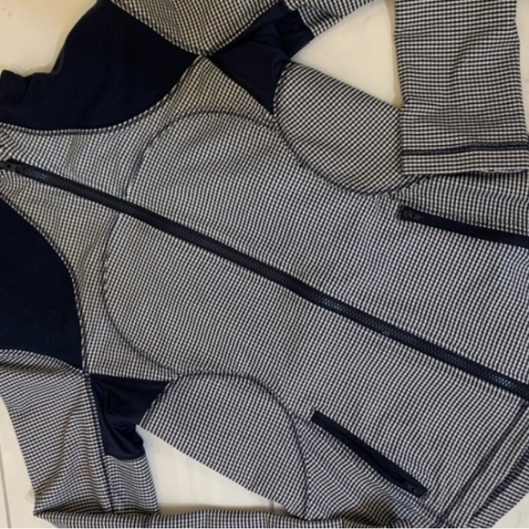 ♥️… Lululemon Forme Jacket Inkwell Gingham sz 12 - Picture 9 of 10